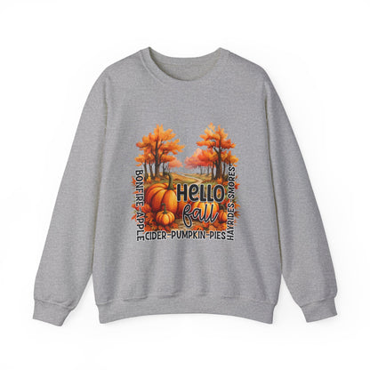 Hello Fall Sweatshirt Fall Words Sweater Hello Fall Crewneck Autumn Season Sweat Fall Graphic Apparel Cute Thanksgiving Sweatshirt Pumpkin