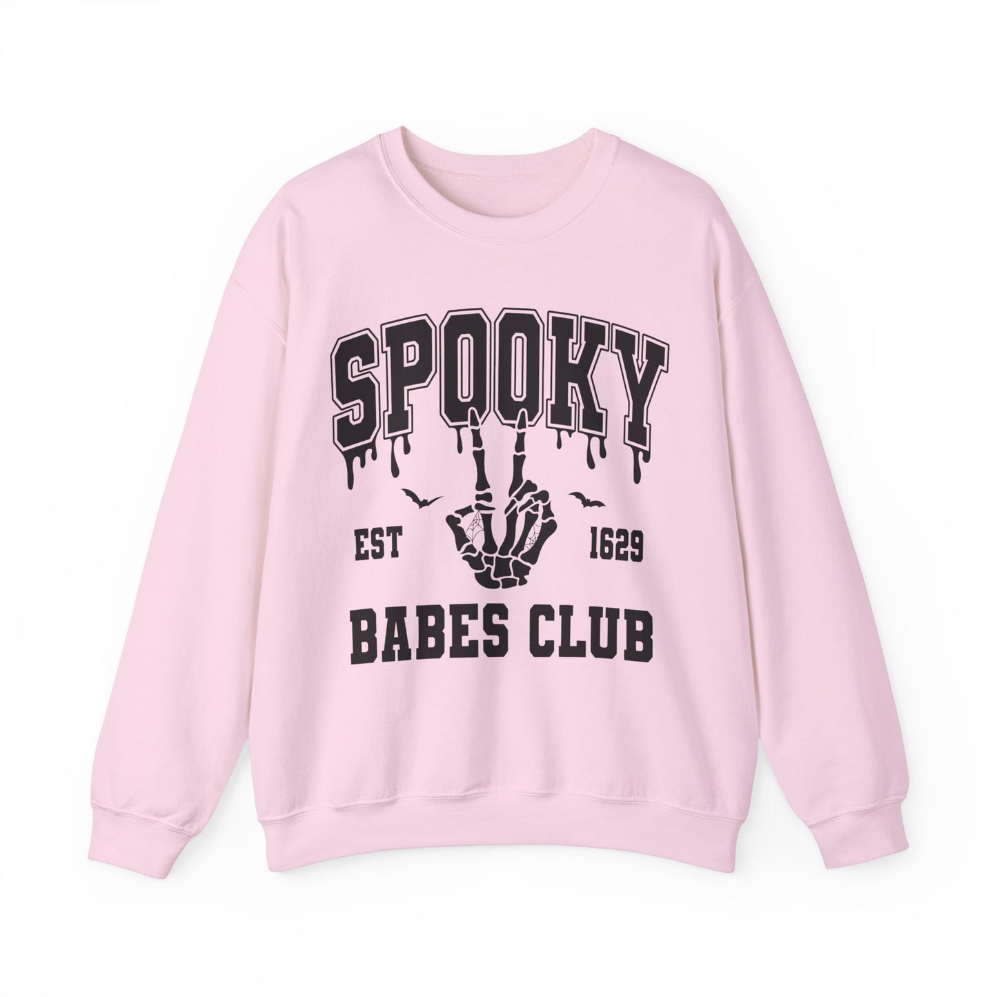 Spooky Babes Club Halloween Sweatshirt Est 1629 Cute Halloween Crewneck Fall Sweater Cool Halloween Apparel Skeleton Hand Unique Women Gift