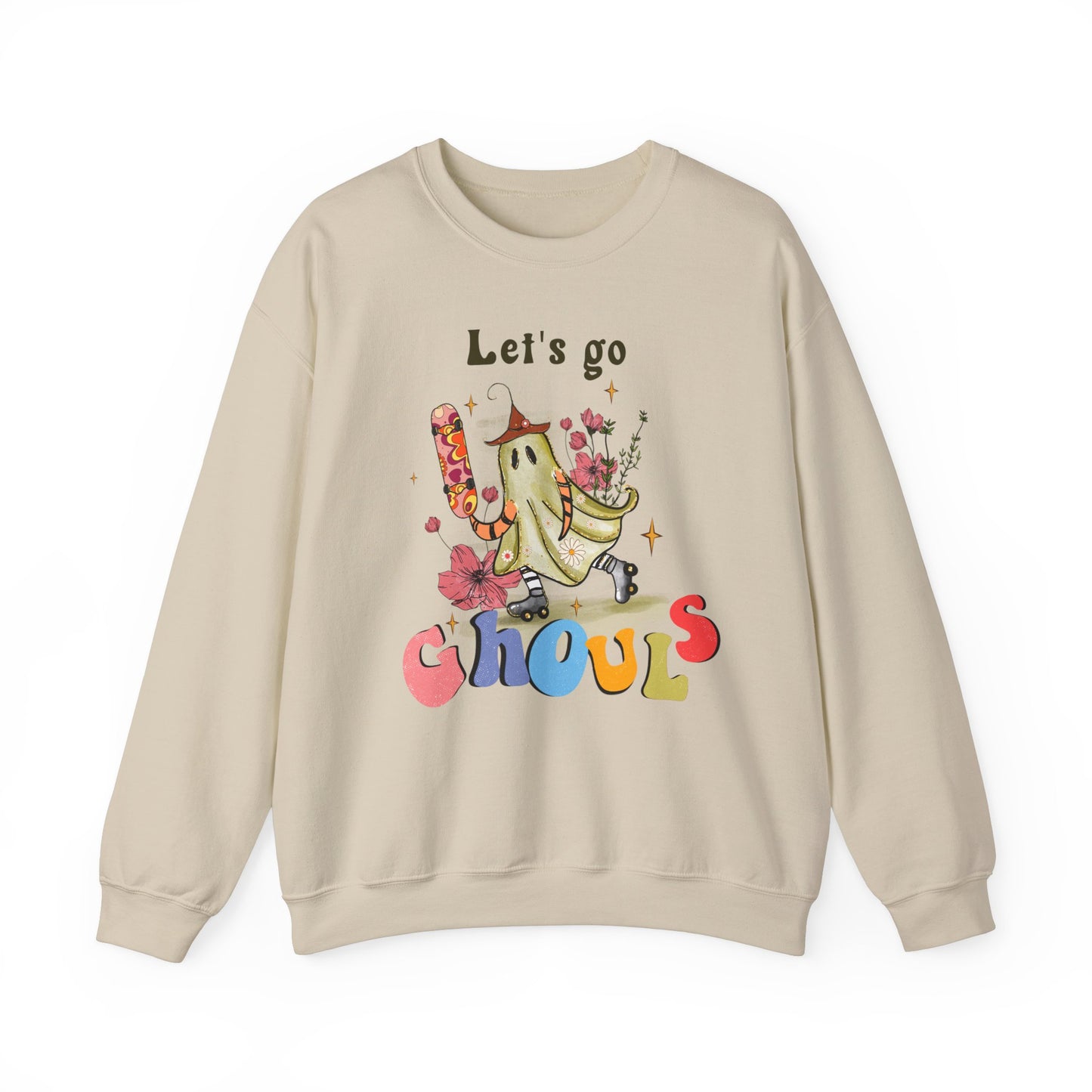 Lets Go Ghouls Sweatshirt Retro Halloween Sweater Funny Halloween Skater Ghost Sweatshirt Spooky Season Groovy Halloween Outfit Funky Women