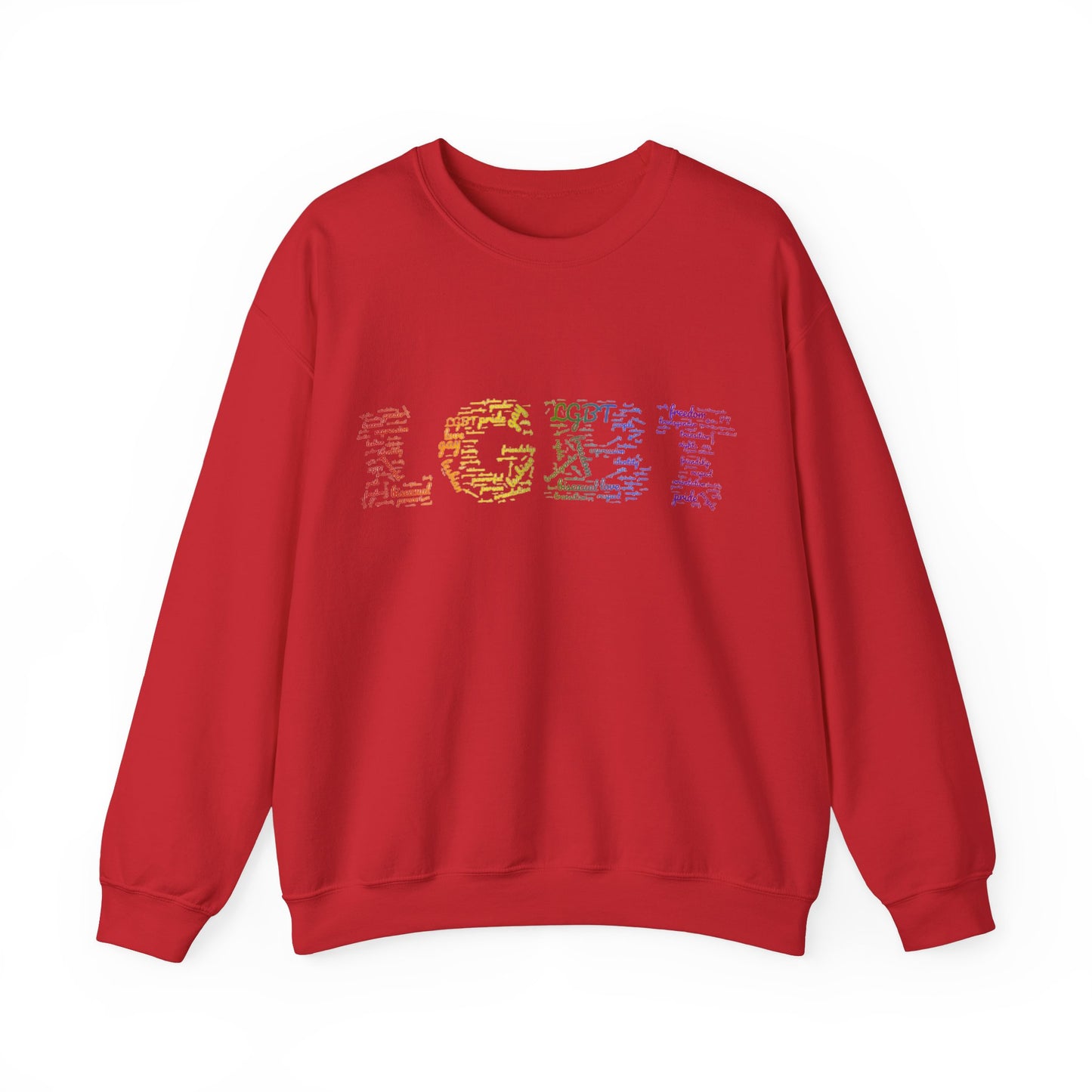 LGBT Unisex Crewneck Sweatshirt Lesbian Gay Pride Word Cloud Sweater Proud Support Gift Unique Pride Month Apparel Clothing