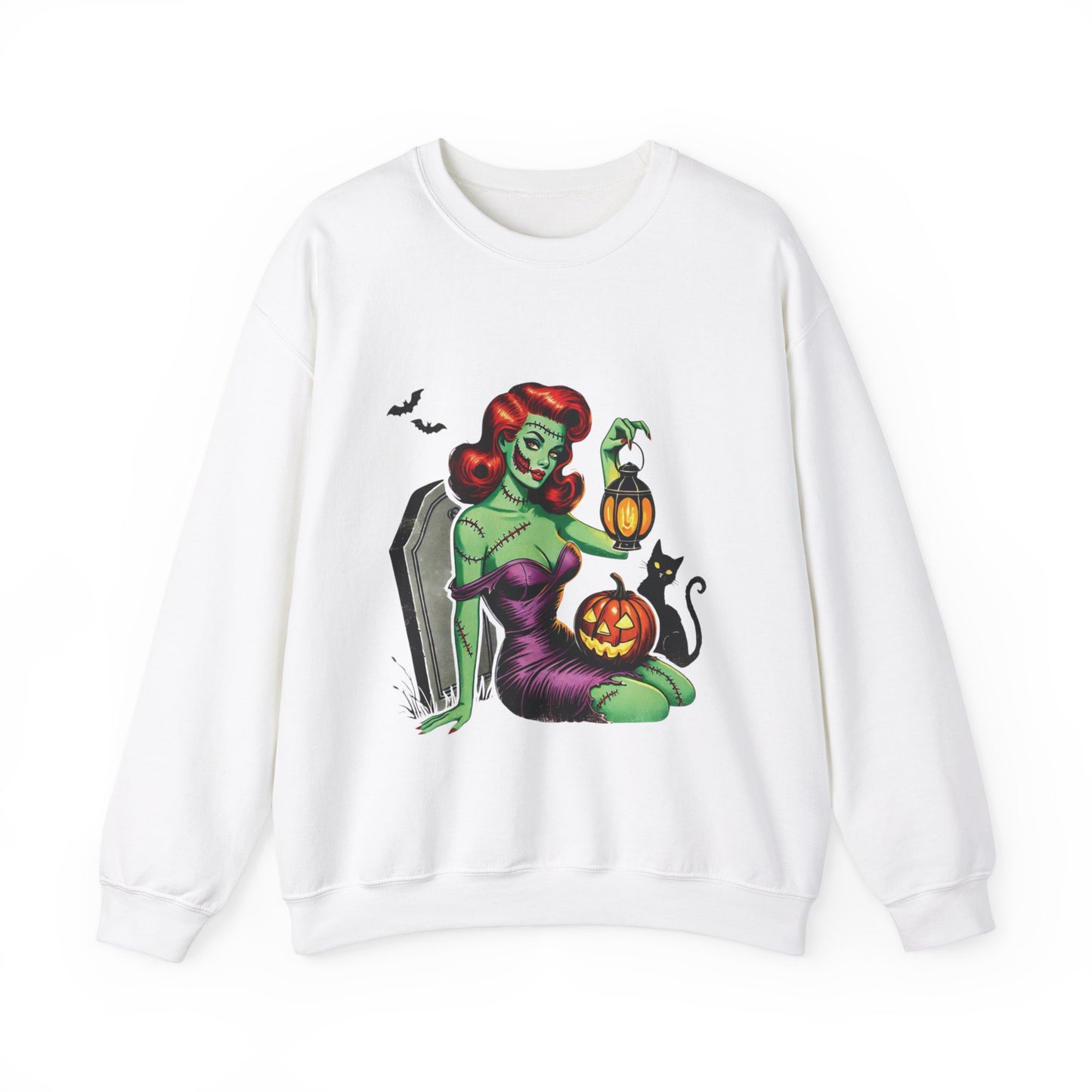 Zombie Pin-Up Girl Sweatshirt Halloween Zombie Girl Sweater Retro Pin Up Girl Zombie Pullover Vintage Zombie Pin Up Girl Sweater Womans Gift