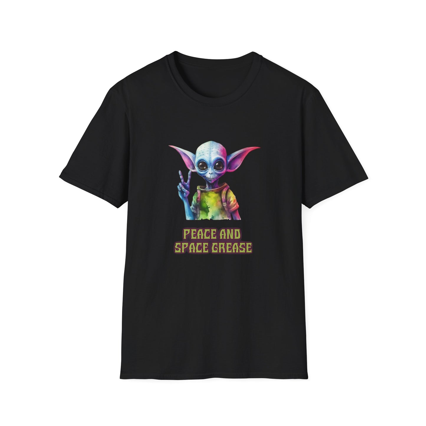 Psychedelic Retro Alien T-Shirt Graphic Art Unisex tshirt Funny UFO Tee UAP Shirts Weird Cool Gift Outer Space Galaxy Peace and Space Grease