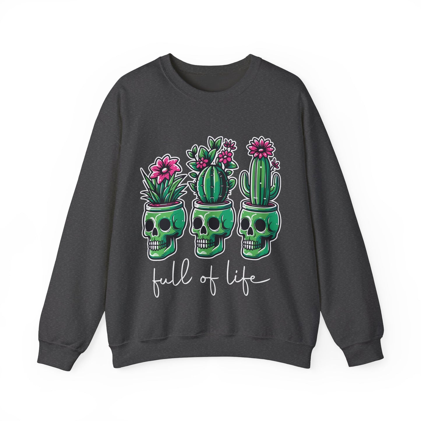 Full of Life Sweater Funny Halloween Sweatshirt Plant Lover Pullover Gift Funny Pot Head Skeleton Succulent Sweat Halloween Plant Lover Gift