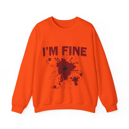 I'm Fine Sweatshirt Bloody Bullet Hole Sweater Funny Halloween Sweatshirt Funny Horror Fan Club Sweater Horror Movie Addict Gift Bloody Tee