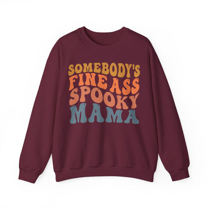 Somebody's Fine Ass Spooky Mama Sweatshirt Funny Halloween Sweater Retro Boho Halloween Mama Sweat Mom Life Apparel Halloween Ghost Mom Gift