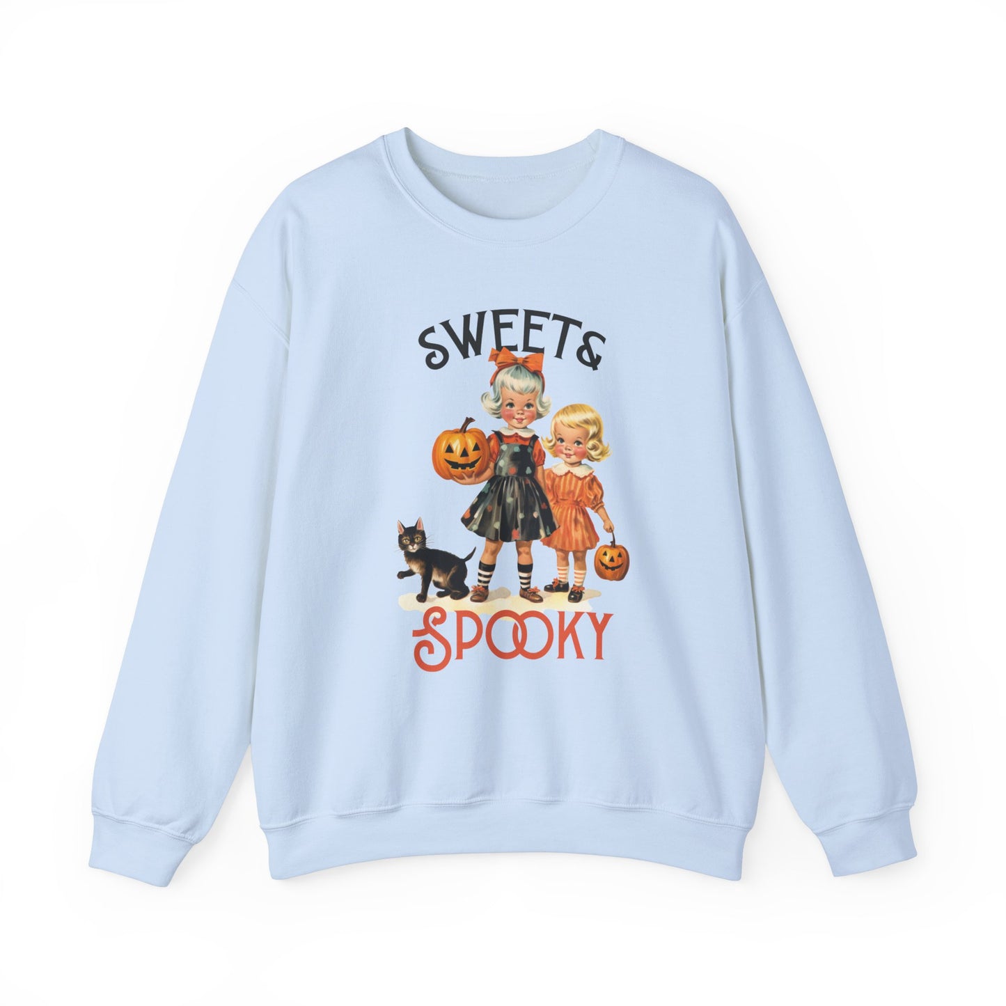 Sweet and Spooky Halloween Sweatshirt Cute Vintage 1950s Halloween Sweater Retro Halloween Apparel Unique Black Cat Sweatshirt Fall Season