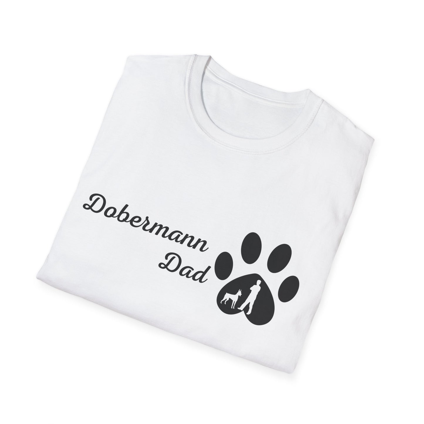 Doggy Dad's T-shirt, "Dobermann Dad", Dog Father's Day Gift, Fur Papa, Unique Men's Apparel Novelty Pet Lover Tee Present