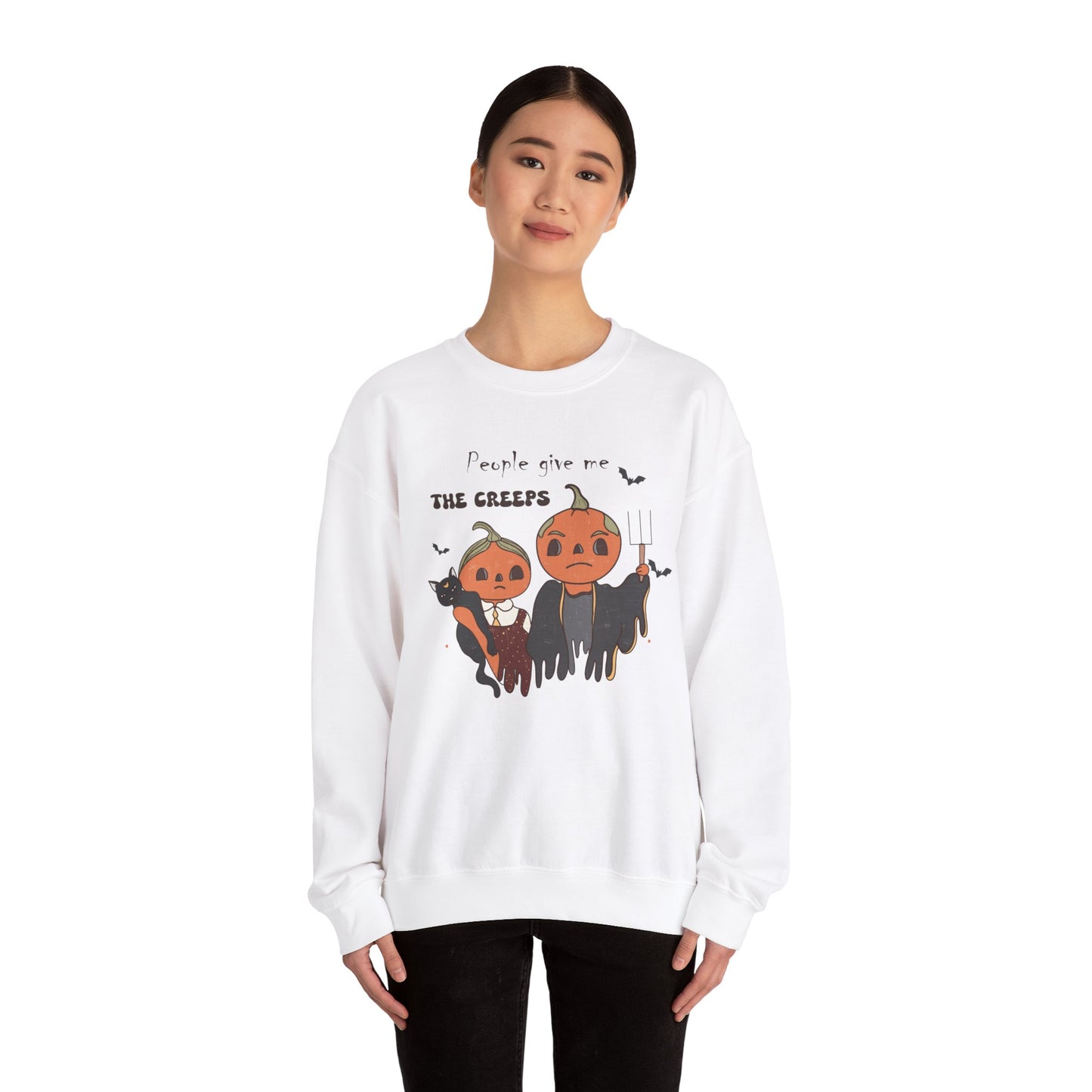 People Give Me The Creeps Sweatshirt Funny Halloween Sweater Vintage Halloween Sweatshirt Spooky Season Sweat Creepy Vibes Halloween Outfit