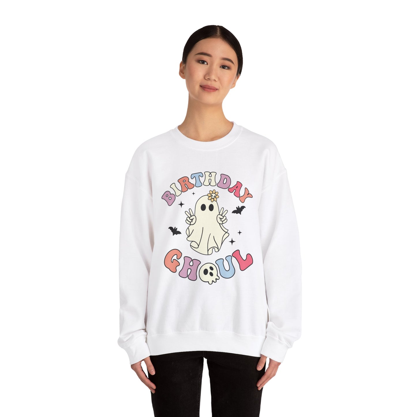 Birthday Ghoul Sweatshirt Funny Halloween Birthday Sweater Retro Halloween Ghost Sweatshirt Groovy Halloween Birthday Party Spooky Season