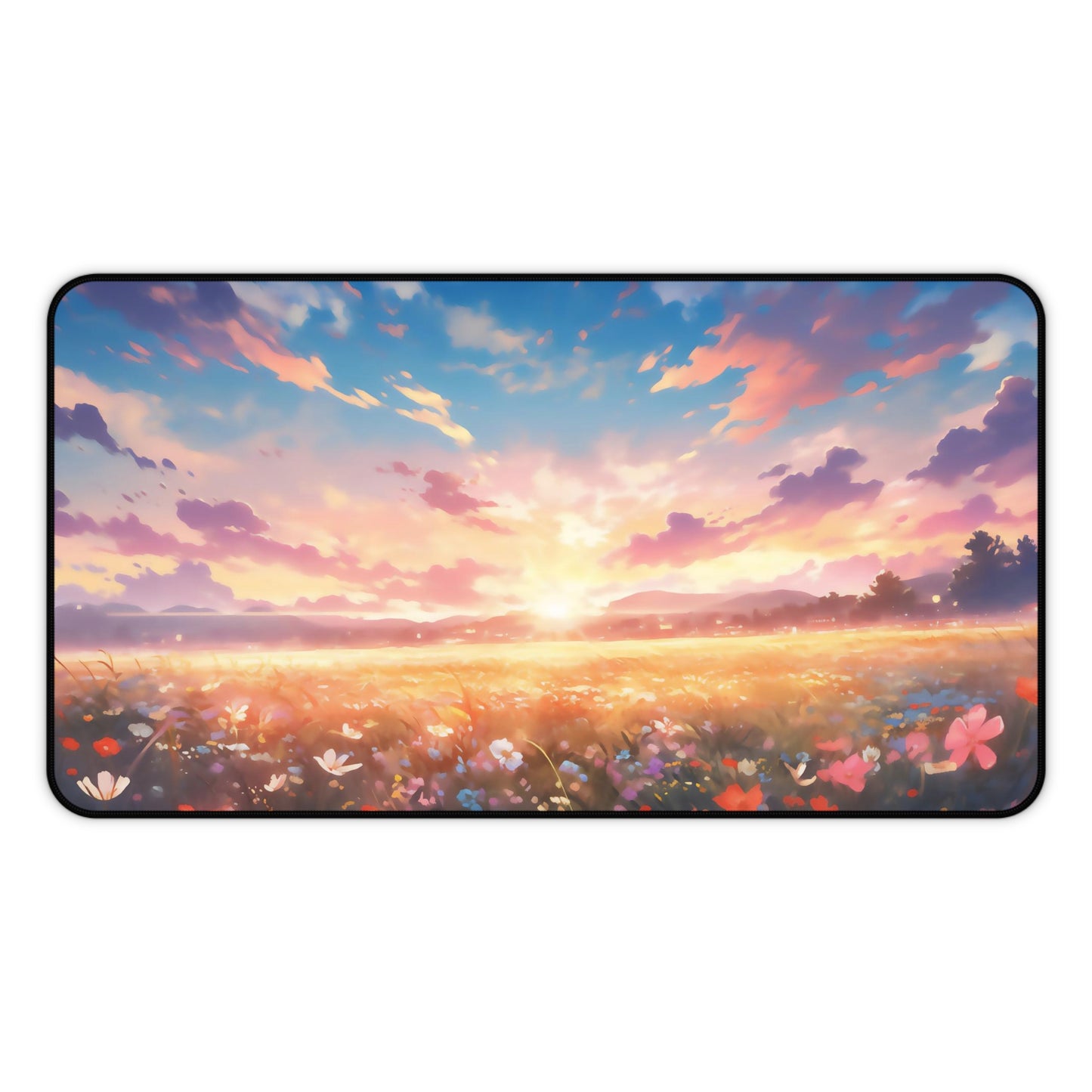 Anime Spring Flowers Desk Mat Manga Sunset Office Desk Accessory Lofi Mouse Pad Japanese XL Desk Pad Large Gaming Mousepad Unique Gift Idea