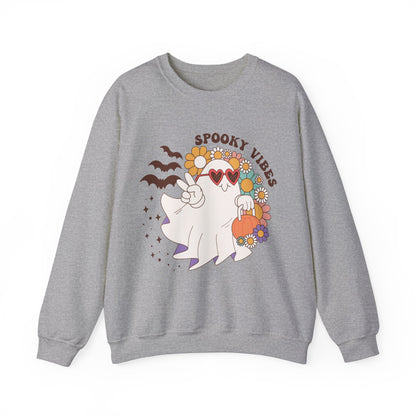 Spooky Vibes Halloween Sweatshirt Retro Groovy Ghost Sweater Groovy Halloween Sweater Retro Spooky Season Apparel Cute Spooky Vibes Ghost