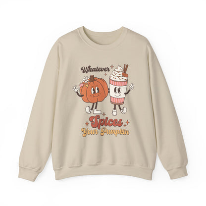 Whatever Spices Your Pumpkin Sweatshirt Funny Fall Sweater Autumn Sweatshirt Retro Fall Vibes Crewneck Cute Pumpkin Spice Sweat Thanksgiving