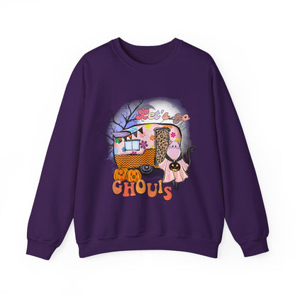 Lets Go Ghouls Sweatshirt Retro Halloween Sweater Funny Cat Halloween Sweat Spooky Season Crewneck Groovy Girls Trip Halloween Party Outfit