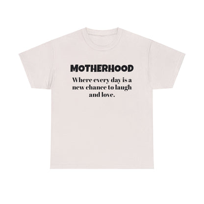 Fun Mom's Unisex Heavy Cotton Tee, "MOTHERHOOD", Mother's Day Gift, T-shirt for Her, Ladies Adult Unique Novelty Present