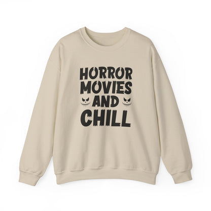 Horror Movies And Chill Sweatshirt Halloween Sweater Spooky Vibes Sweatshirt Funny Halloween Outfit Scary Movie Lover Gift Horror Movie Fan