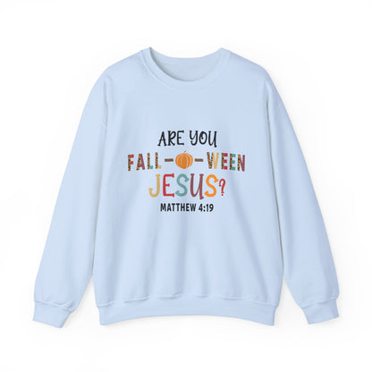 Are You Fall-O-Ween Jesus Sweatshirt Christian Retro Halloween Sweater Religious Fall Crewneck Follow Jesus Sweat Matthew Bible Verse 4:19