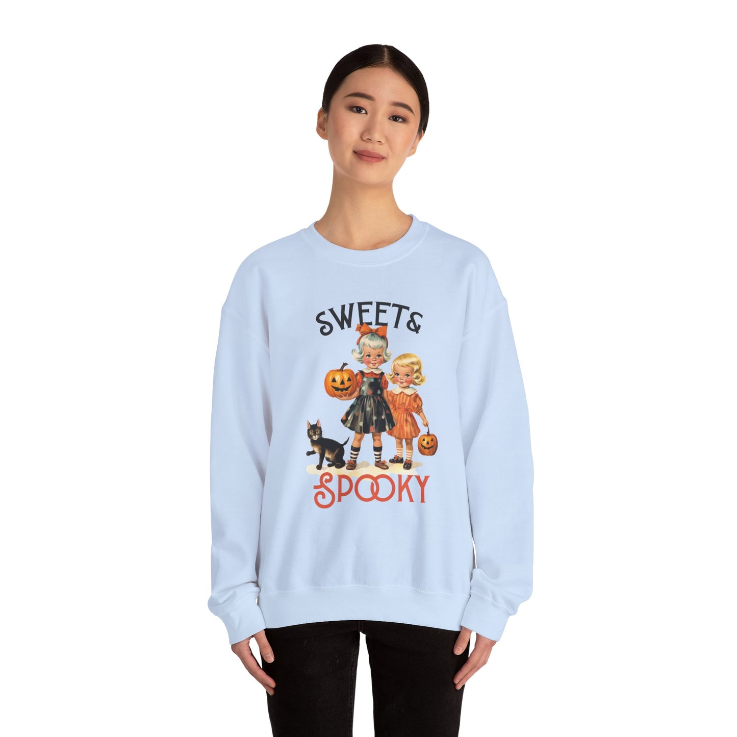 Sweet and Spooky Halloween Sweatshirt Cute Vintage 1950s Halloween Sweater Retro Halloween Apparel Unique Black Cat Sweatshirt Fall Season