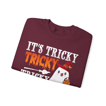 It's Tricky Sweatshirt Trick or Treat Sweater Funny Halloween Sweat Cute Halloween Ghost Crewneck Spooky Season Outfit Tricky Funny Ghost