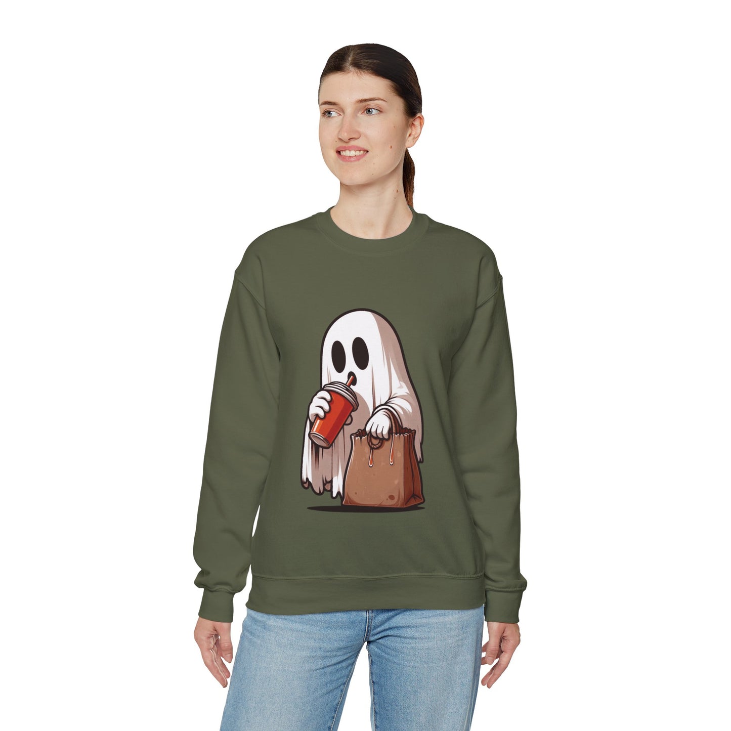 Boujee Spooky Ghost Sweatshirt Boo Jee Coffee Lover Halloween Sweater Cute Bougie Ghost Pullover Sweater Boo-Jee Ghost Spooky Season Gift 2