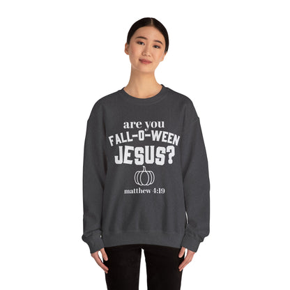 Are You Fall-O-Ween Jesus Sweatshirt Falloween Jesus Halloween Sweater Christian Religious Crewneck Follow Jesus Sweater Matthew Bible 4:19