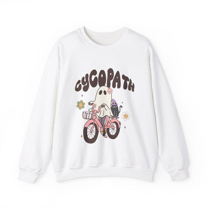 Cycopath Sweatshirt Funny Halloween Sweater Ghost on Bicycle Fall Crewneck Spooky Season Halloween Retro Trendy Vintage Halloween Outfit