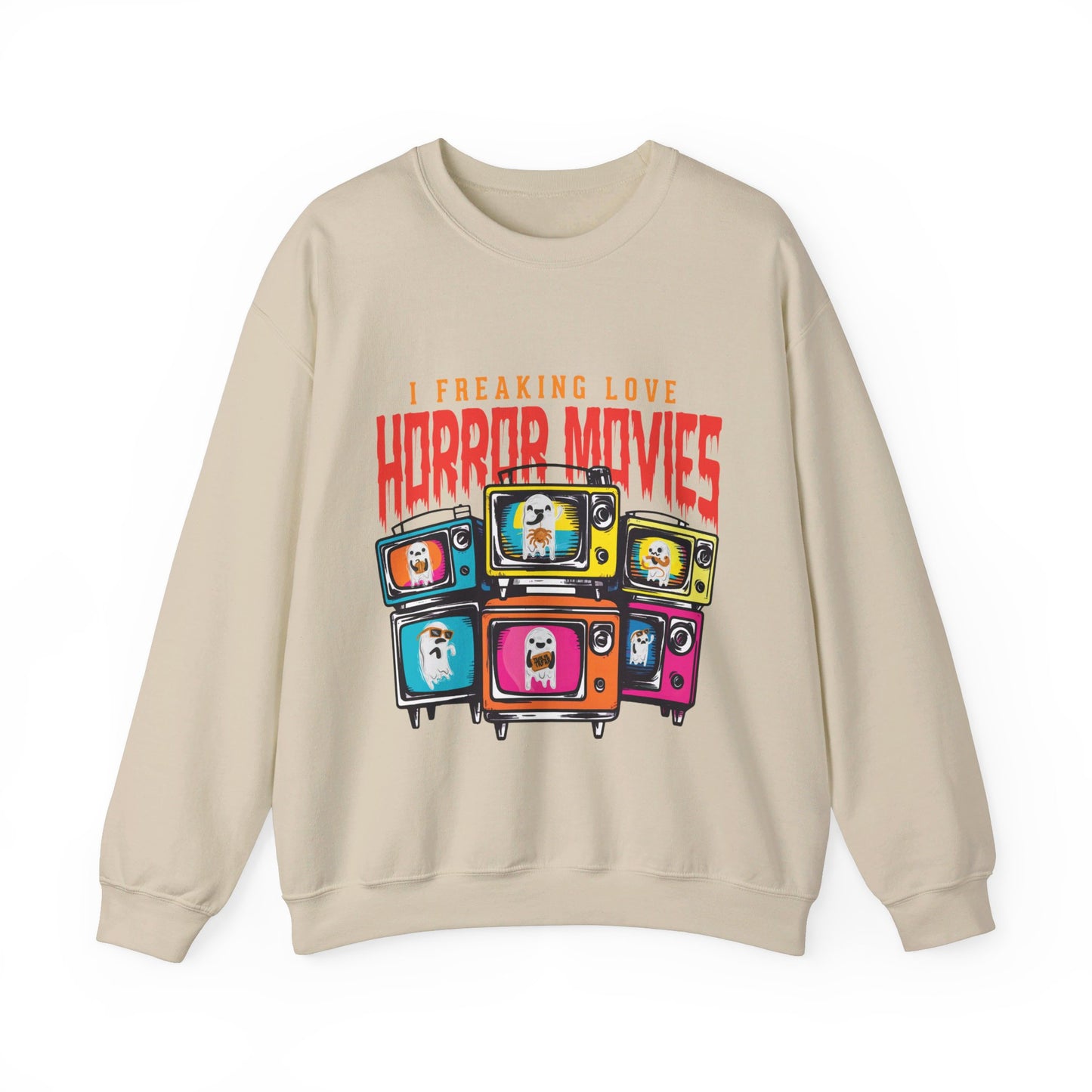 I Freaking Love Horror Movies Sweatshirt Funny Halloween Sweater Horror Fan Club Sweatshirt Horror Club Movie Fan Halloween Sweatshirt Gift