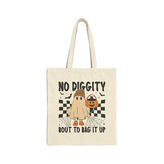 No Diggity Bout To Bag It Up Trick or Treat Bag Halloween Tote Trick-or-Treat Bags Retro Halloween Canvas Bag Cute Groovy Kid Halloween Gift