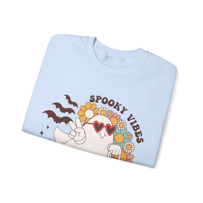 Spooky Vibes Halloween Sweatshirt Retro Groovy Ghost Sweater Groovy Halloween Sweater Retro Spooky Season Apparel Cute Spooky Vibes Ghost