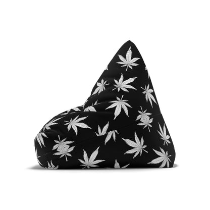 Weed Cannabis Gaming Bean Bag Chair Cover Black White Home Decor Marijuana Pot Leaves Games Beanbag Living Room Gift Adults Bedroom Man Cave