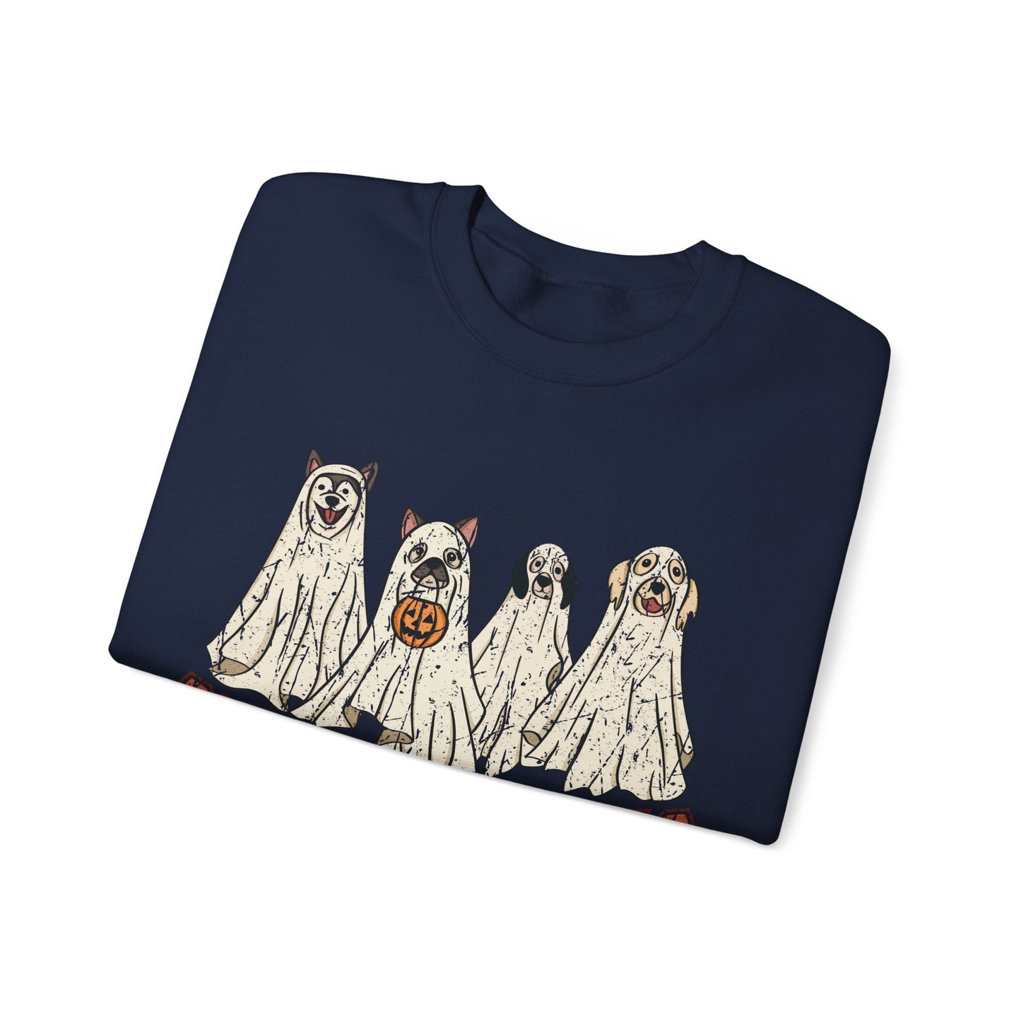 Spooky Vibes Halloween Sweatshirt Vintage Ghost Dog Sweater Cute Halloween Sweater Retro Spooky Season Dog Lover Gift Halloween Dog Apparel