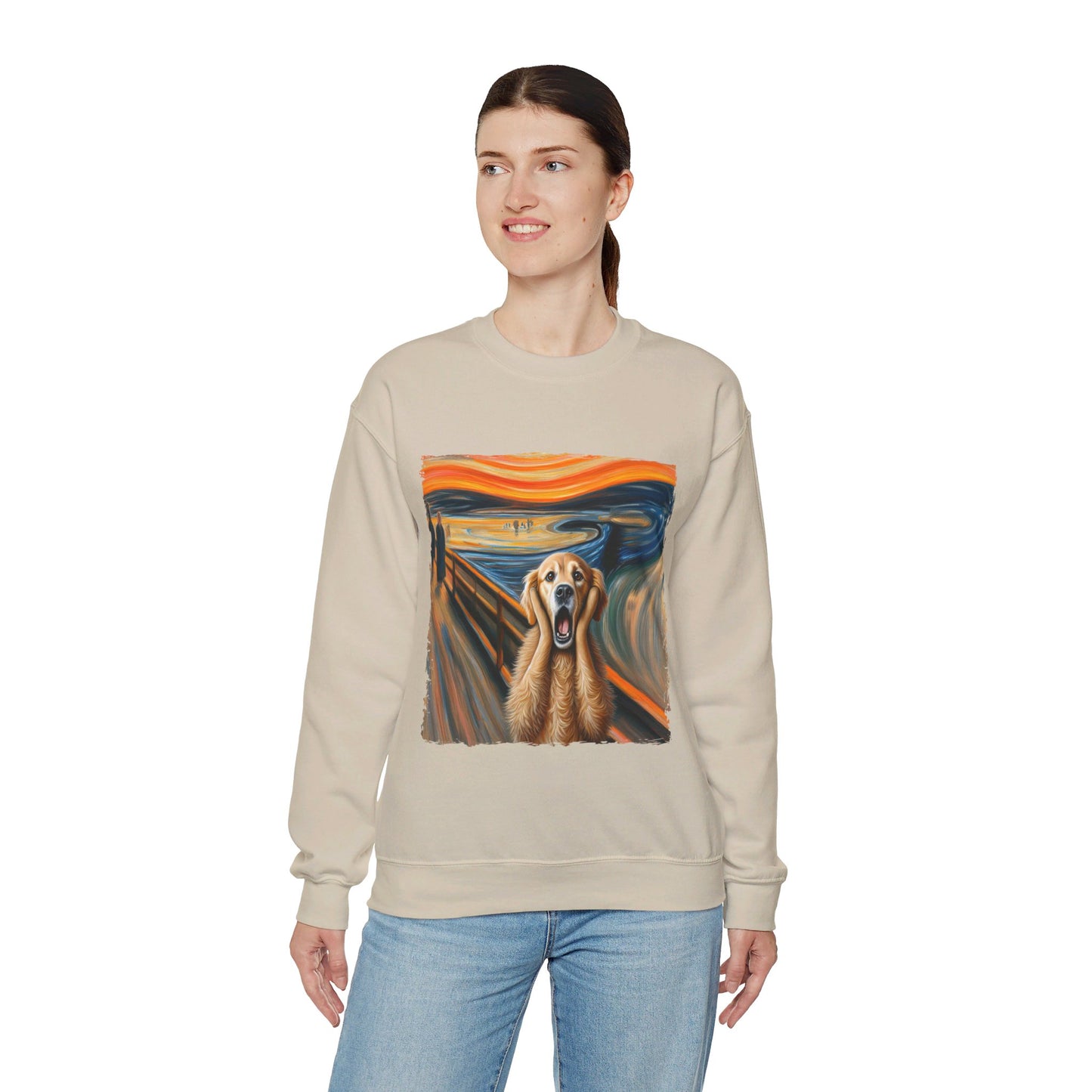 Funny Edvard Munch Dog Sweatshirt Funny The Scream-ing Dog Art Painting Sweater Parody of Edvard Munch Dog Sweater Unique Art Dog Lover Gift