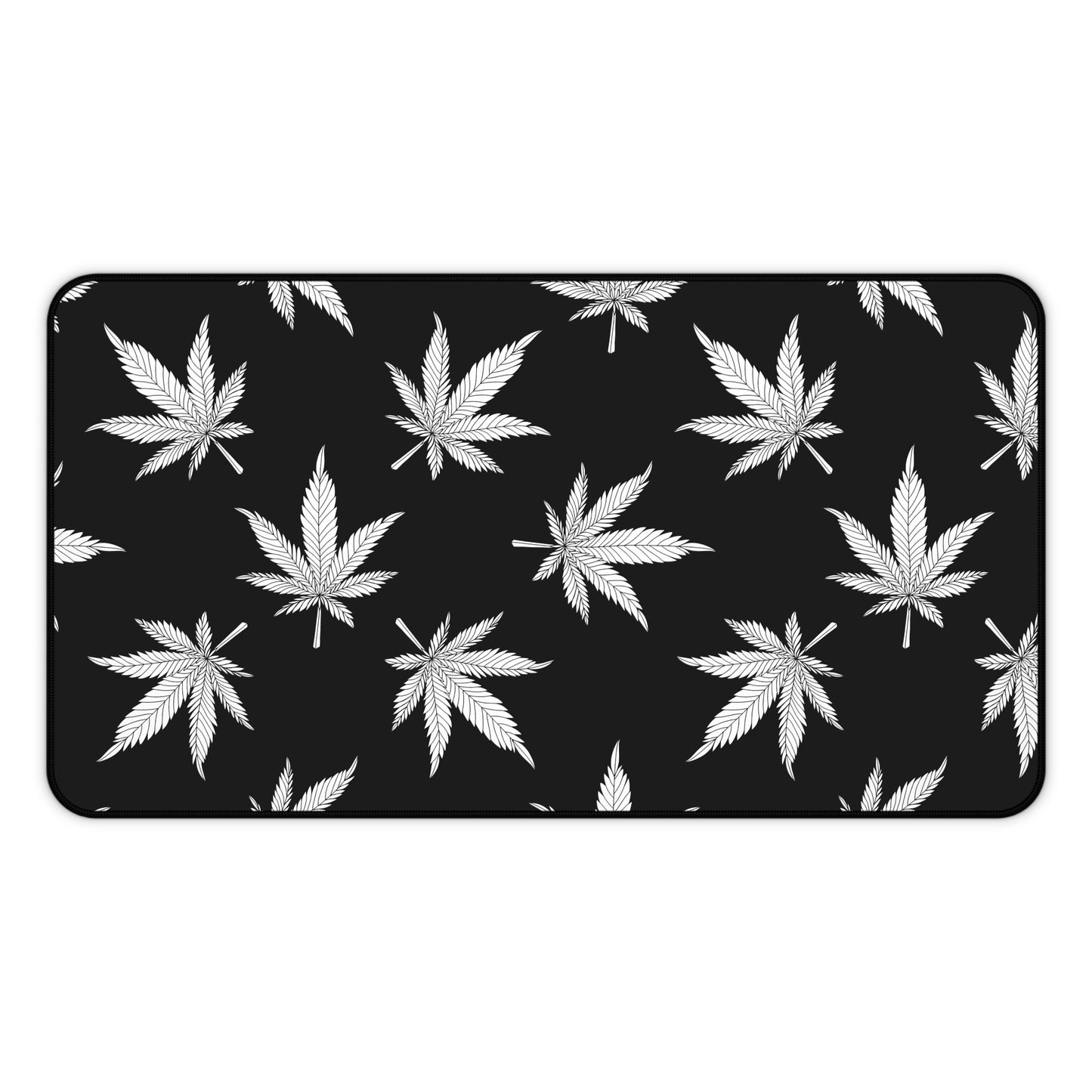 Cannabis Gaming Desk Mat Black White Office Desk Accessory Marijuana Mouse Pad Pot Leaves Desk Pad Weed Large Mousepad XL Unique Gift Men