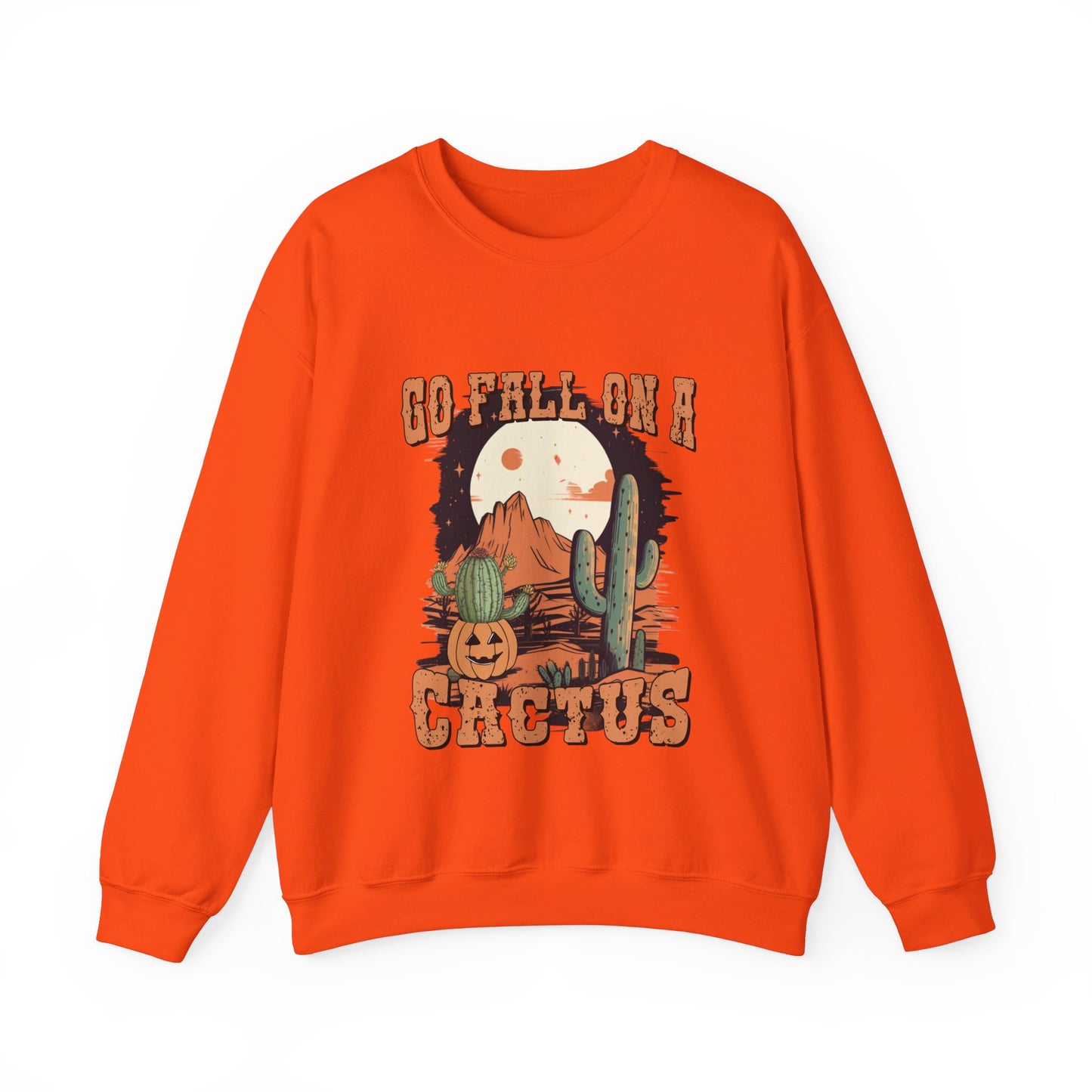 Go Fall On A Cactus Sweatshirt Funny Halloween Sweater Retro Vintage Western Halloween Crewneck Funny Cowboy Pumpkin Fall Sweater Autumn