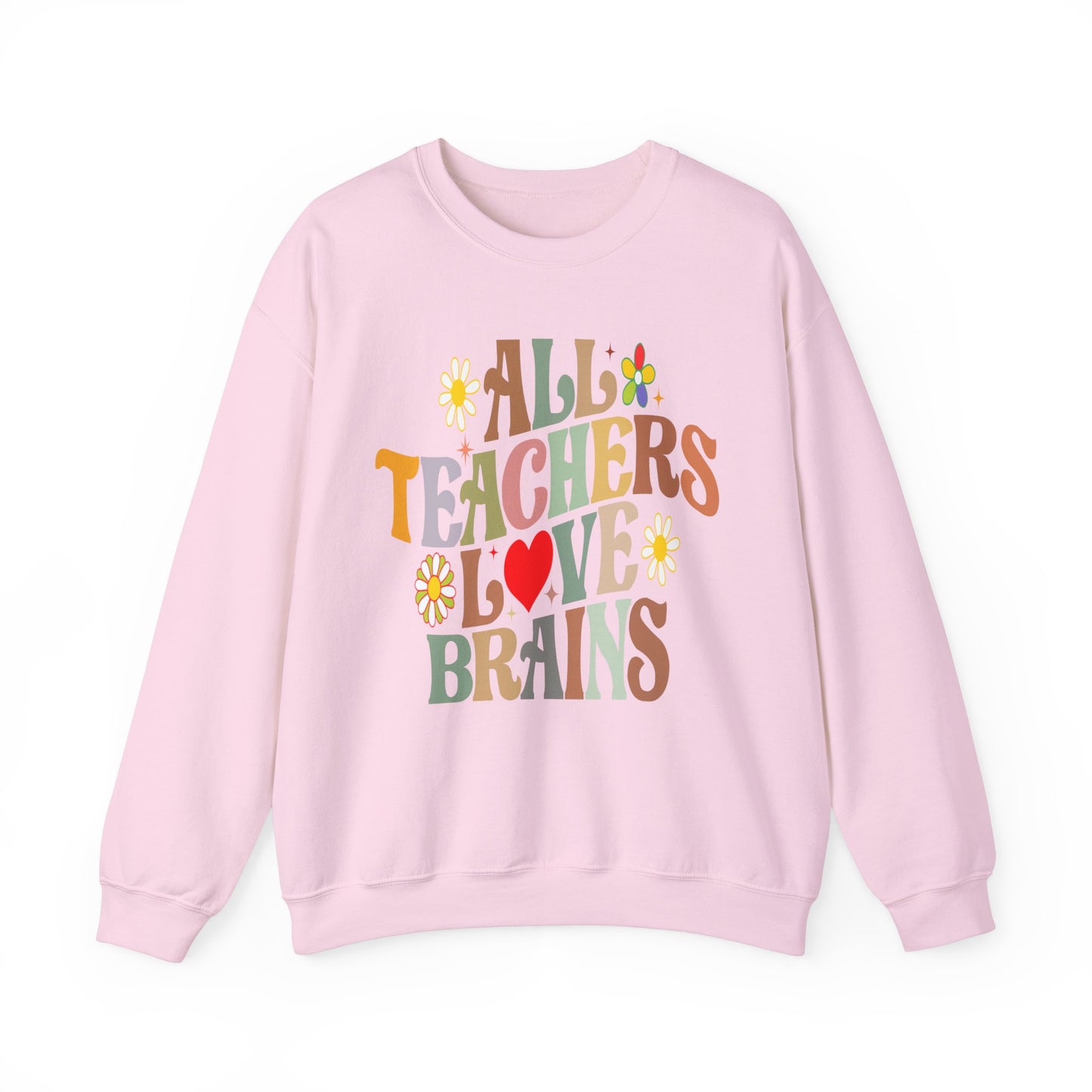 All Teachers Love Brains Halloween Sweatshirt Teacher Halloween Sweater Retro Halloween Sweatshirt Groovy Teacher Fall Season Apparel