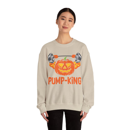 Pump-King Gym Sweatshirt Funny Halloween Sweater Fitness Halloween Sweatshirt Boyfriend Gym Husband Halloween Pumpkin Apparel Novelty Gift