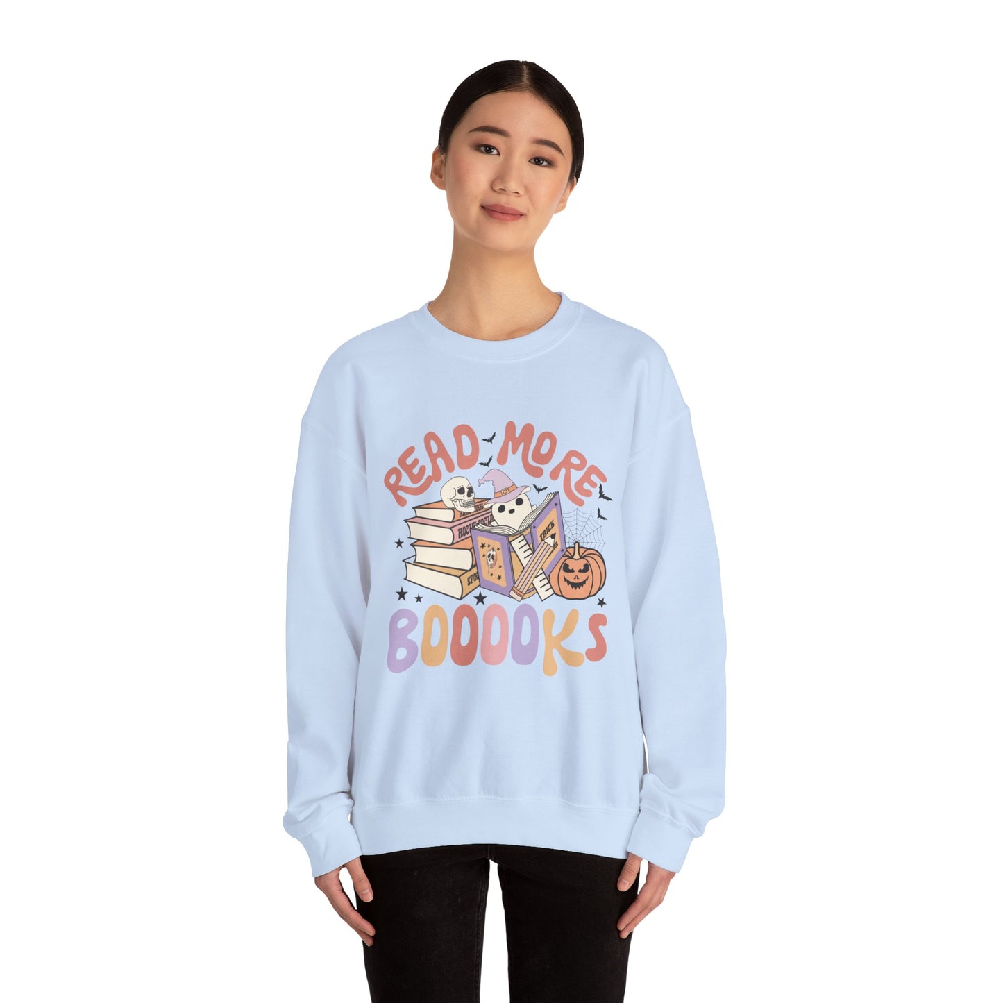 Read More Booooks Sweatshirt Teacher Halloween Sweater Spooky Teacher Sweatshirt Ghost Reading Books Crewneck Bookish Fall Book Lovers Gift