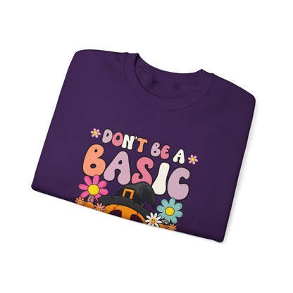 Don't Be a Basic Witch Sweatshit Retro Halloween Sweater Witch Halloween Groovy Sweat Spooky Season Apparel Crewneck Halloween Women Gift