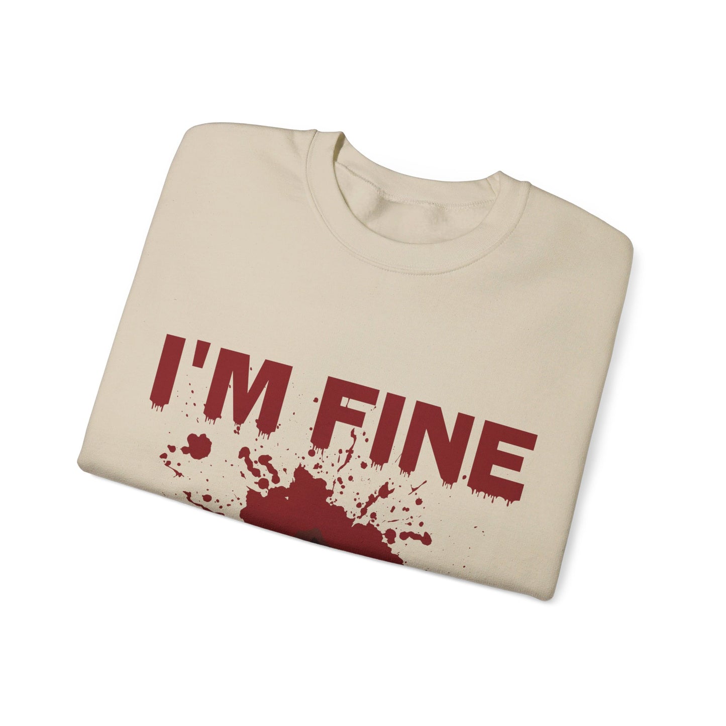 I'm Fine Sweatshirt Bloody Bullet Hole Sweater Funny Halloween Sweatshirt Funny Horror Fan Club Sweater Horror Movie Addict Gift Bloody Tee