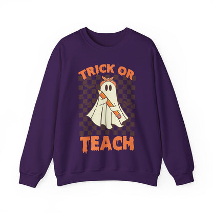 Trick or Teach Sweatshirt Funny Halloween Teacher Sweater Spooky Teacher Sweatshirt Vintage Halloween Teacher Sweat Retro Halloween Teacher