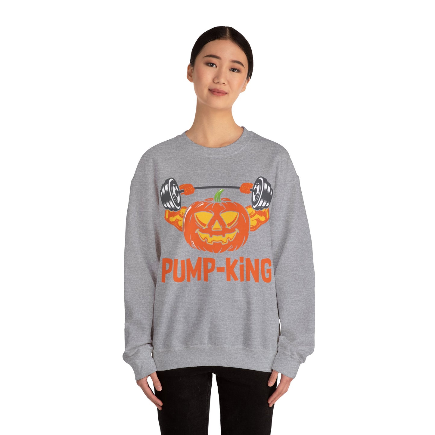 Pump-King Gym Sweatshirt Funny Halloween Sweater Fitness Halloween Sweatshirt Boyfriend Gym Husband Halloween Pumpkin Apparel Novelty Gift