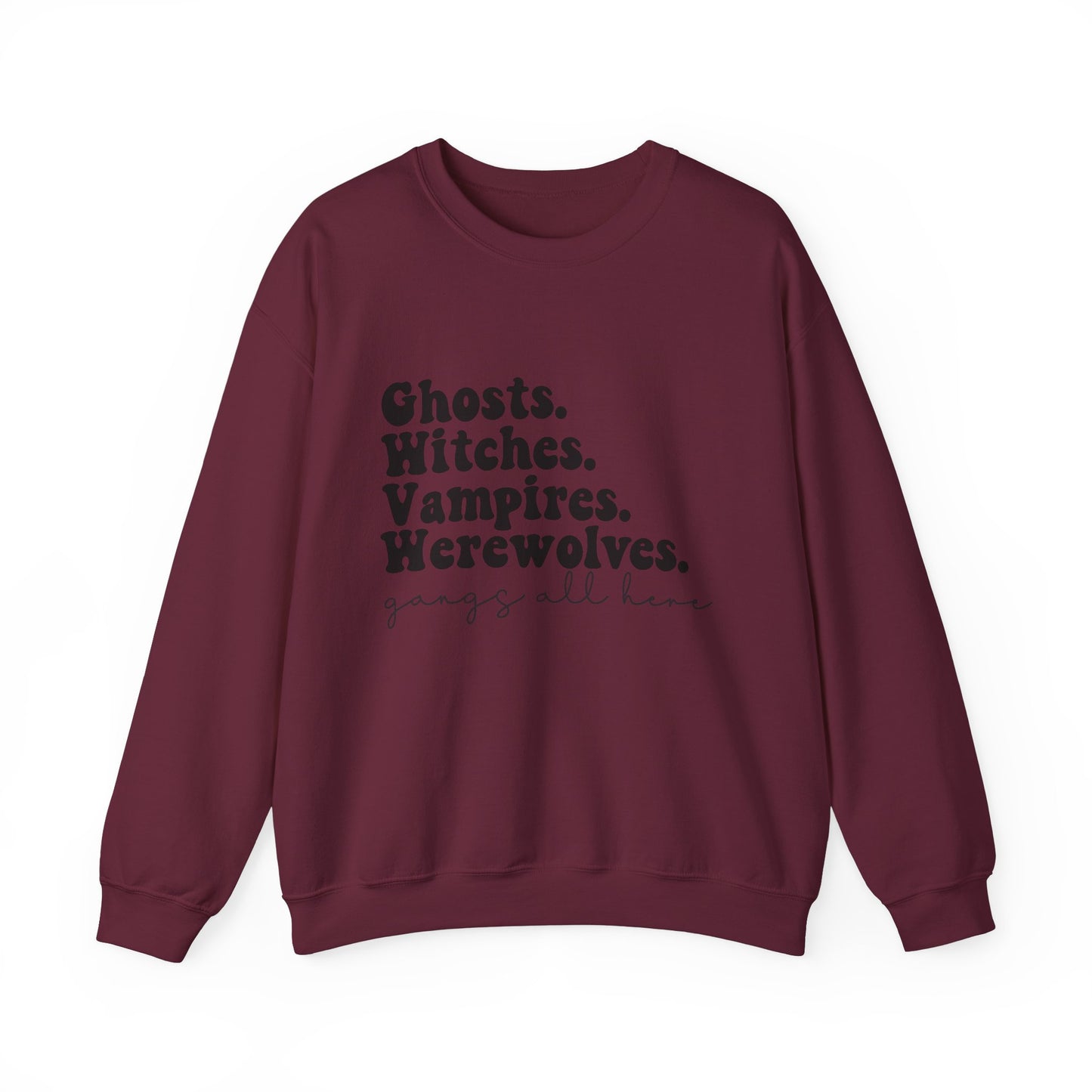 Funny Halloween Sweatshirt Ghost Witch Vampire Werewolf Sweater Retro Halloween Monsters Sweatshirt Spooky Season Apparel Halloween Party