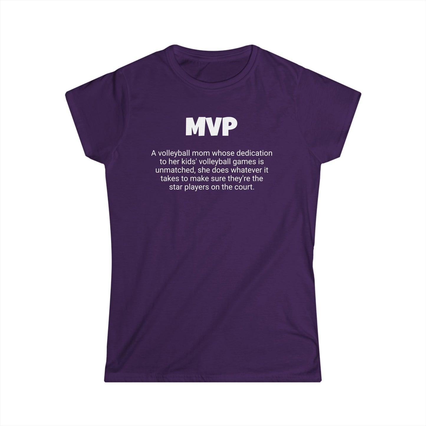 Funny Volleyball Mom's Women's Softstyle Tee, "MVP", Mother's Day Gift, Ladies Adult T-shirt Unique Novelty Present