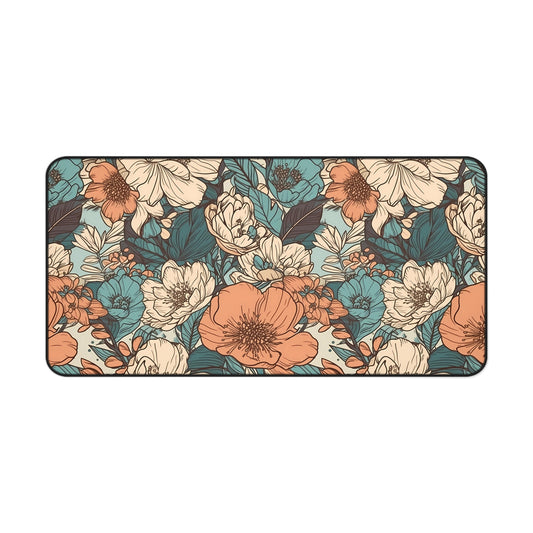 Cottagecore Desk Mat Retro Floral Office Desk Accessories Vintage Wildflower Mouse Pad Botantical Garden Desk Pad Plant Mom Gift Idea Ladies