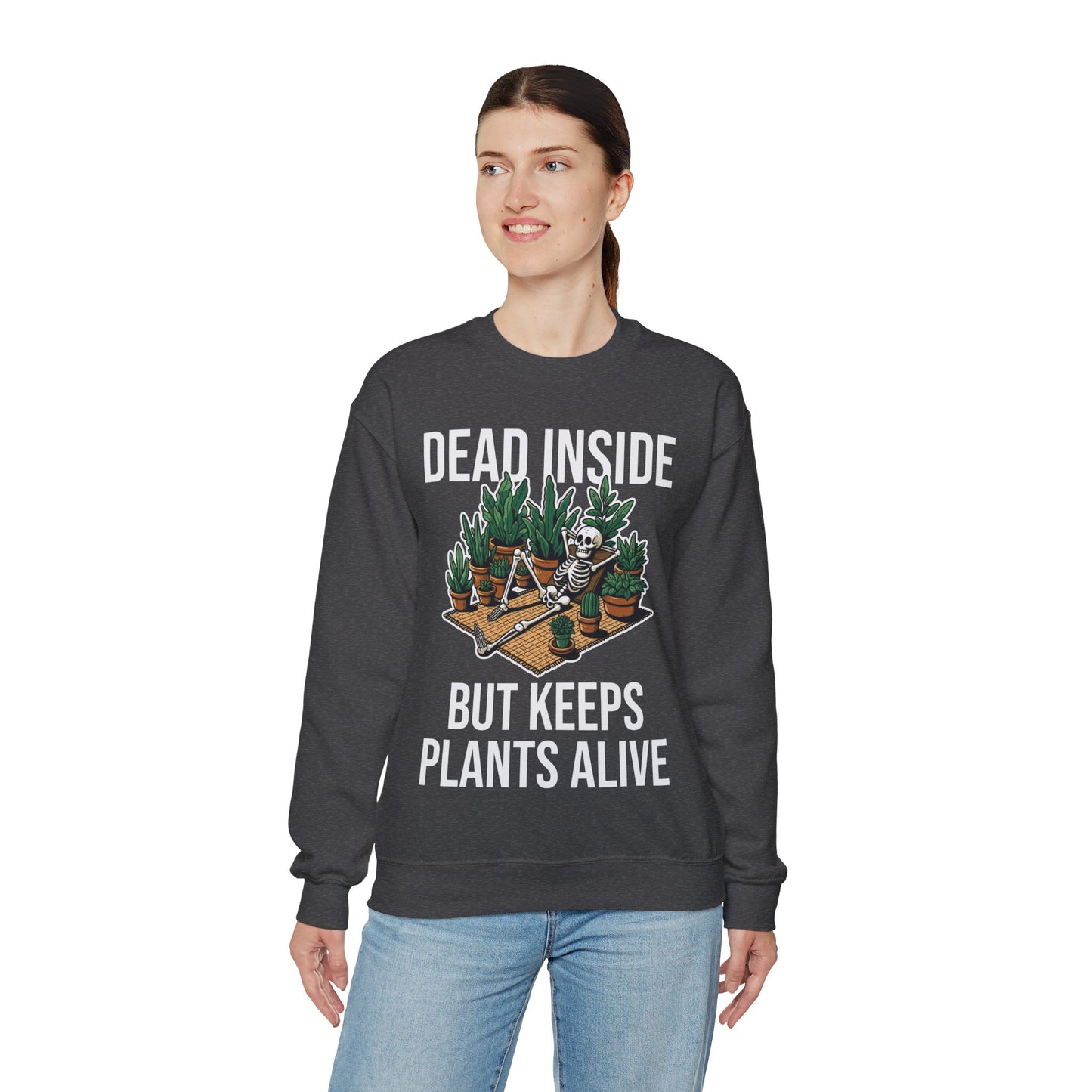 Dead Inside But Keeps Plants Alive Sweatshirt Garden Skeleton Halloween Pullover Sweater Funny Plant Lover Halloween Sweatshirt Plant Lover