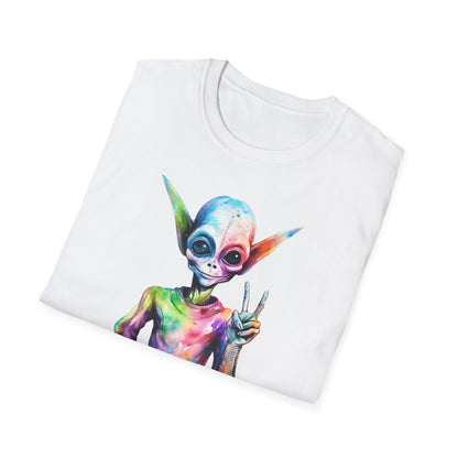 Psychedelic Retro Alien T-Shirt Graphic Art Unisex tshirt Funny UFO Lover Tee UAP Shirts Weird Cool Gift Funky Outer Space Tee Groovy Galaxy