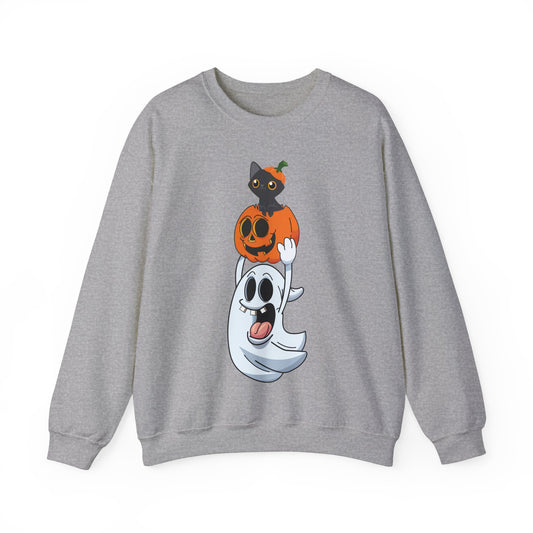 Cute Halloween Sweatshirt Funny Ghost Pumpkin Black Cat Sweater Funny Halloween Sweater Spooky Season Apparel Boo Ghost Fall Spooky Ghost