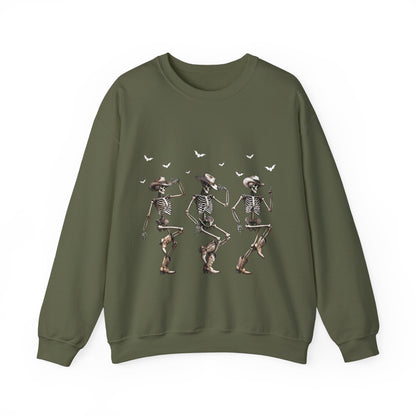 Dancing Skeleton Cowboys Sweatshirt Western Halloween Sweater Line Dancing Skeletons with Boots Cowgirls Pullover Sweater Cowboy Fall Gift 2