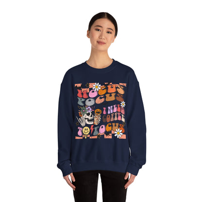 Hocus Pocus Need Coffee to Focus Sweatshirt Halloween Psychedelic Sweat Fall Spooky Vibes Crewneck Trippy Retro Halloween Coffee Lover Gift