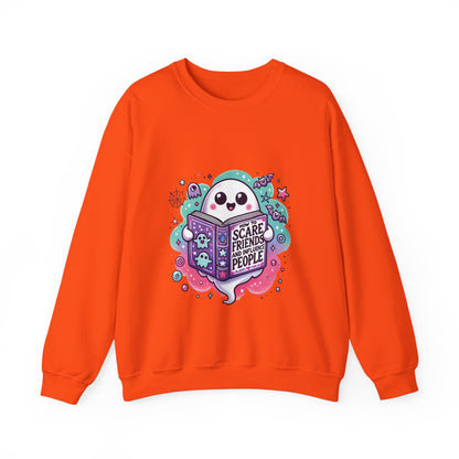 Ghost Reading Book Halloween Sweatshirt Funny How to Scare Friends Sweater Cute Ghost Pullover Sweat Book Lover Gift Halloween Teacher Gift