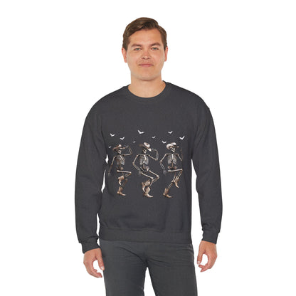 Dancing Skeleton Cowboys Sweatshirt Western Halloween Sweater Line Dancing Skeletons with Boots Cowgirls Pullover Sweater Cowboy Fall Gift 2